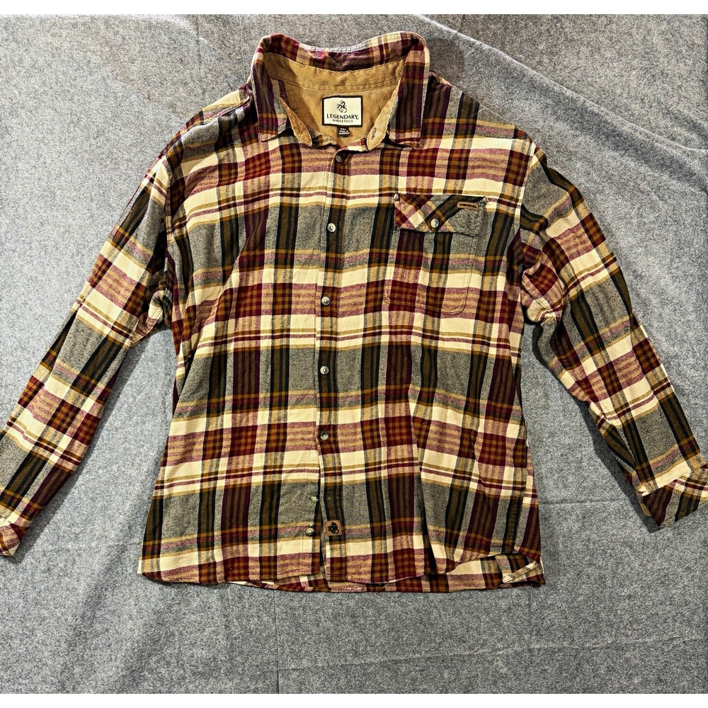Legendary Whitetails Men's 3XL Plaid Flannel Button-Up Shirt Pockets Spread